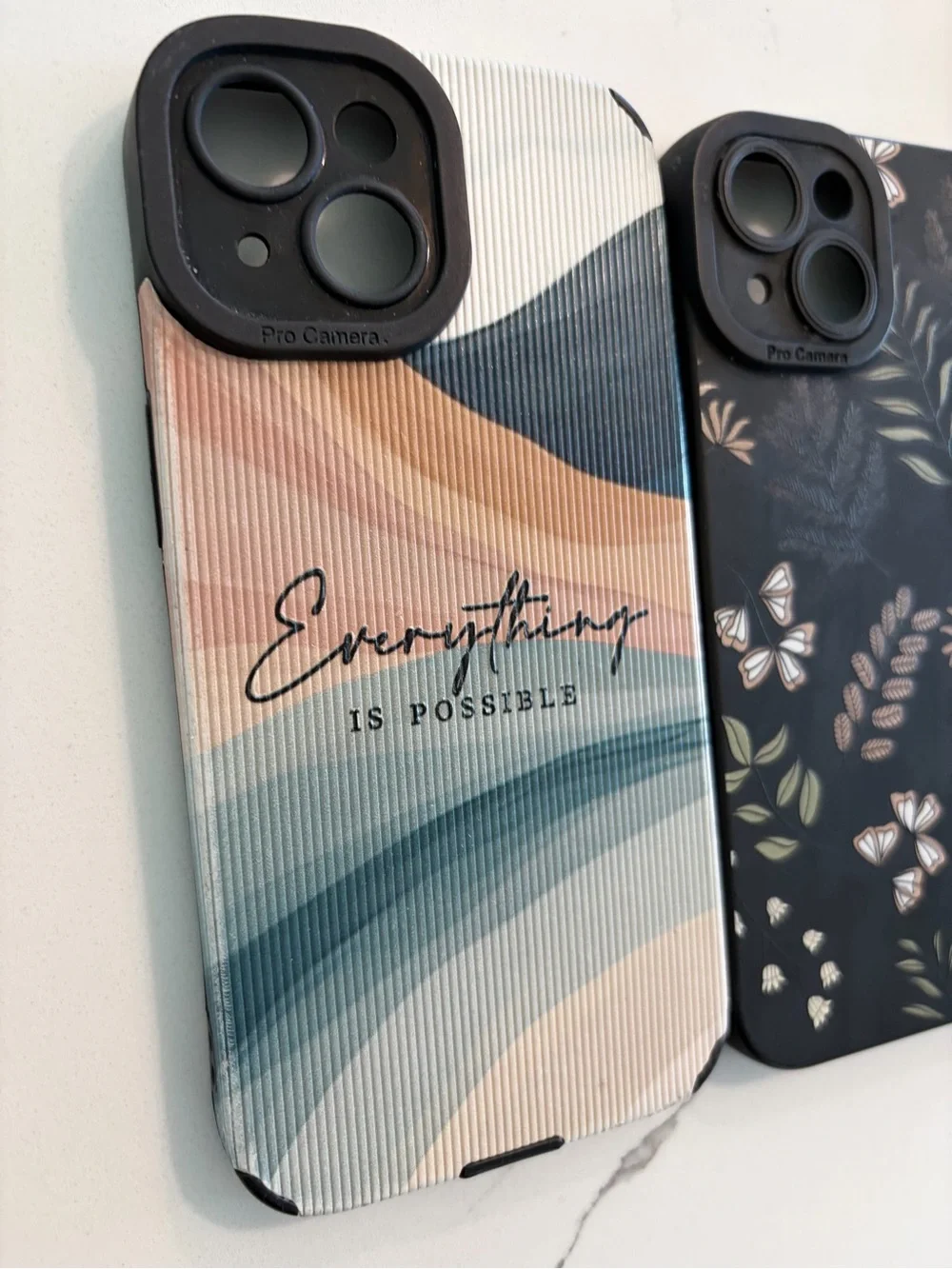 Decorative Black & Multicolor Floral and Wave Phone Cases